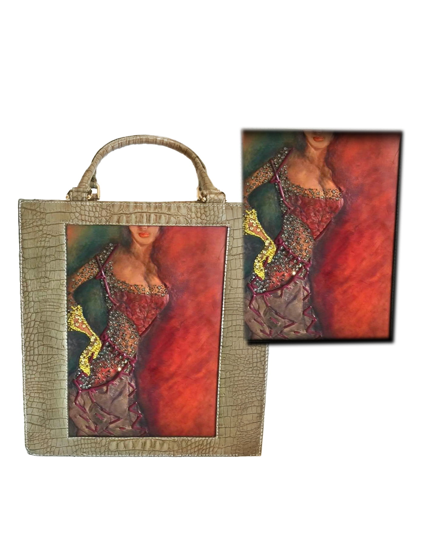 戴黃色水晶手套的女人